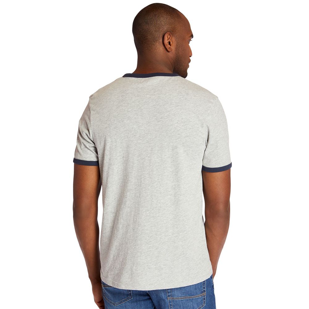 Timberland Mens T-Shirts TBL® Linear Logo Ringer - Grey - India RK9637018